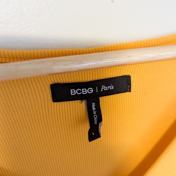 BCBG Paris Yellow Ribbed Bodycon Dress - Picture 3 of 4